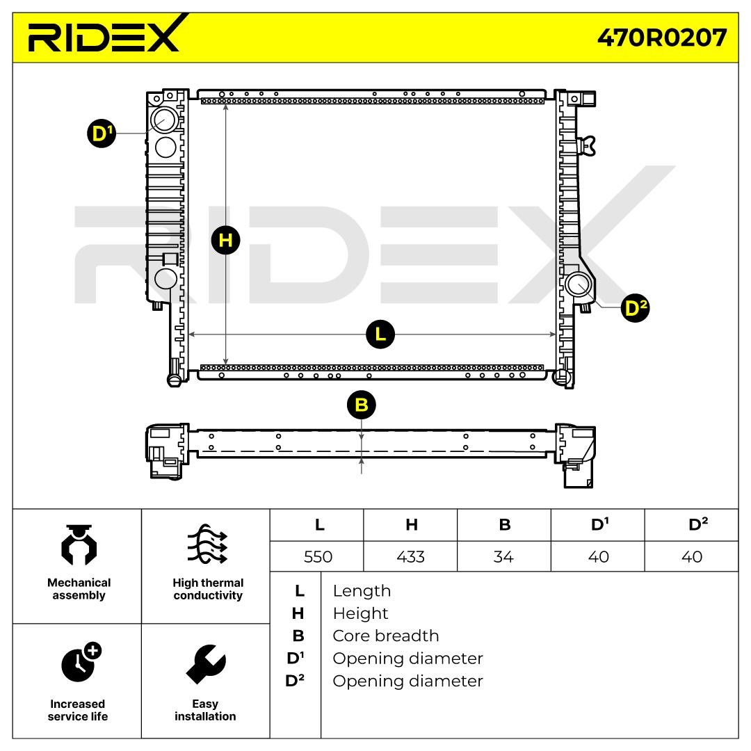 OEM-quality RIDEX 470R0207 Engine radiator