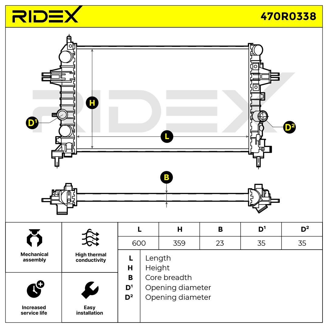 OEM-quality RIDEX 470R0338 Engine radiator