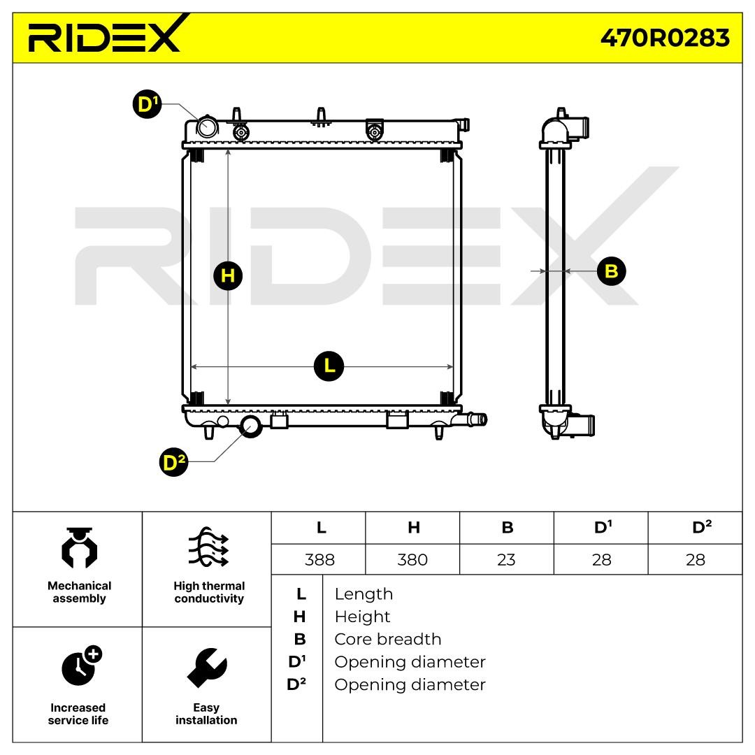 RIDEX Radiator, engine cooling 470R0283