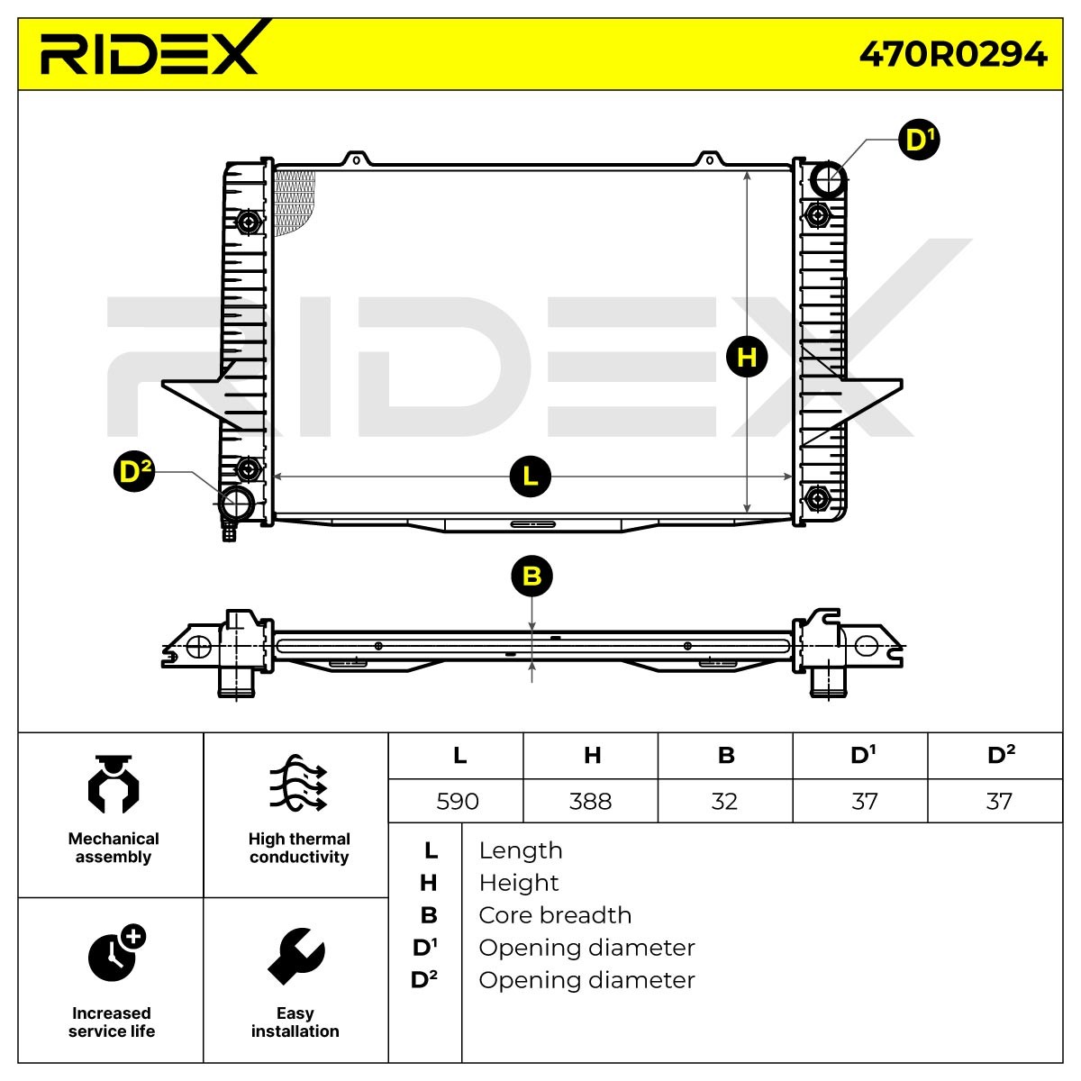 RIDEX Radiator, engine cooling 470R0294