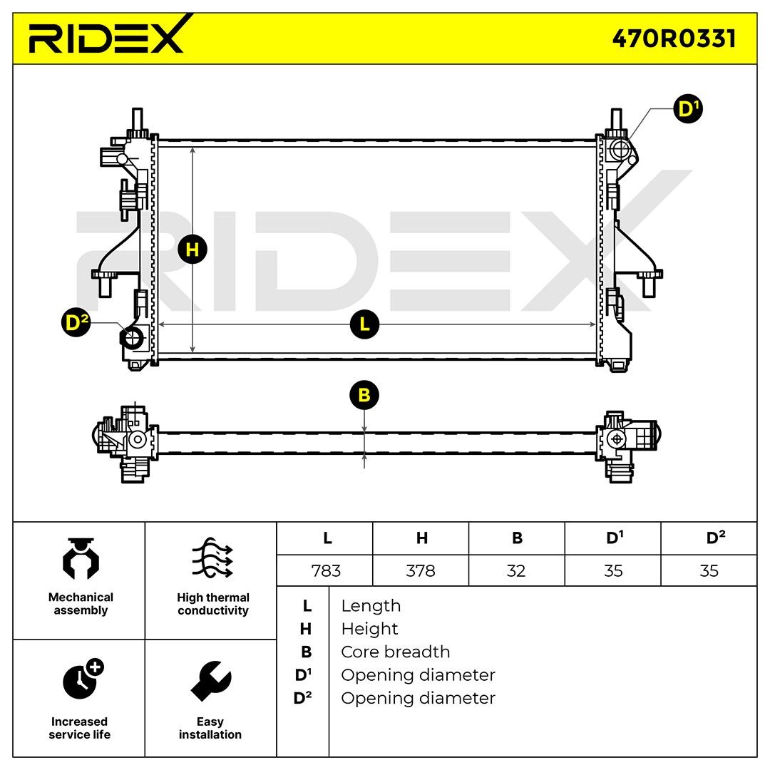 OEM-quality RIDEX 470R0331 Engine radiator