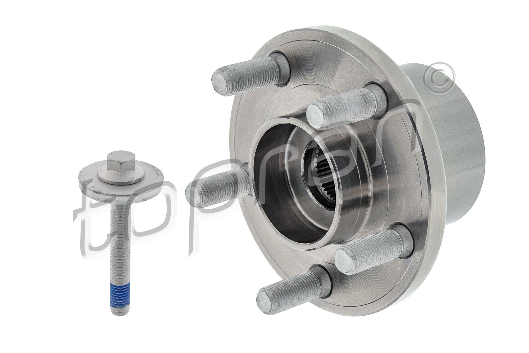 TOPRAN 304 567 Wheel Hub 5x108, Wheel Bearing integrated into wheel hub, with integrated magnetic sensor ring, with studs, Front axle both sides