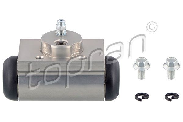 TOPRAN 115 370 Wheel Brake Cylinder 27 mm, Rear Axle Left, Rear Axle Right, with bolts/screws, with breather valve, Aluminium, for vehicles with drum brakes on the rear axle