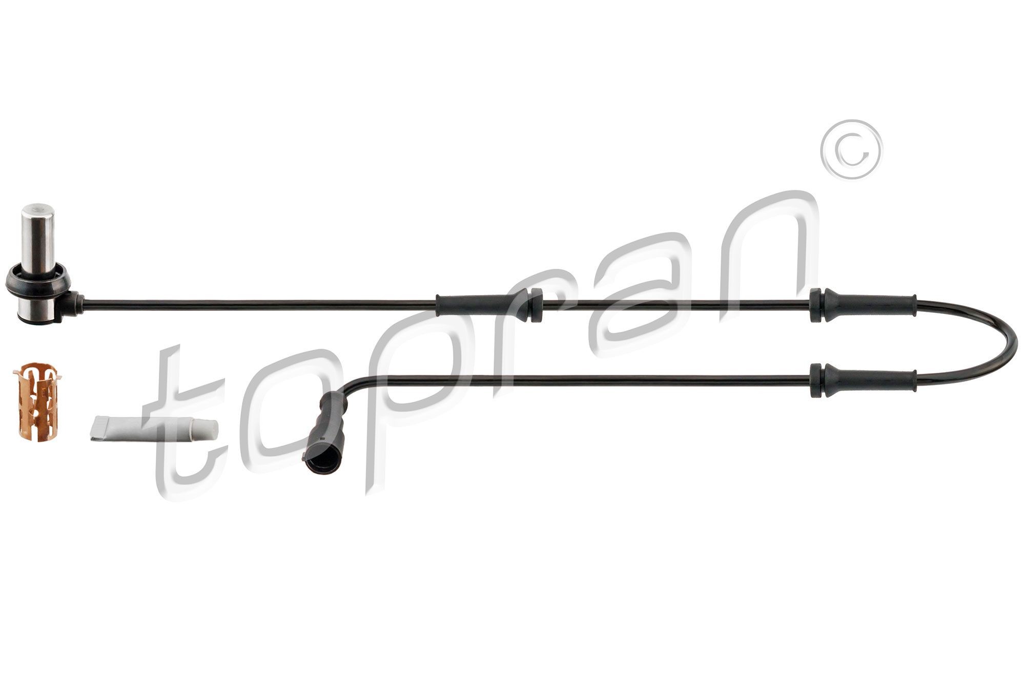 TOPRAN 115 600 ABS sensor Front Axle Left, Front Axle Right, with bush, with cable, for vehicles with ABS, 896mm