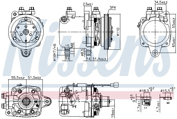 NISSENS 89703 Air conditioner compressor SD7H15, 12V, PAG 46, R 134a