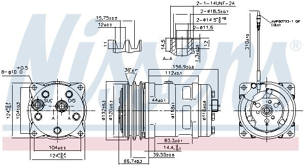 89779 Compressor, air conditioning 89779 NISSENS SD5H14, 12V, PAG 46, R 134a