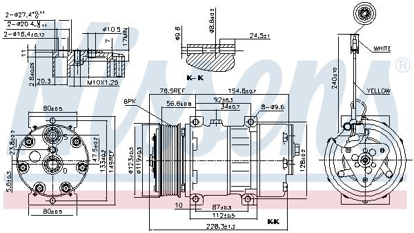 89473 Compressor, air conditioning 89473 NISSENS SD7H15, 24V, PAG 46, R 134a