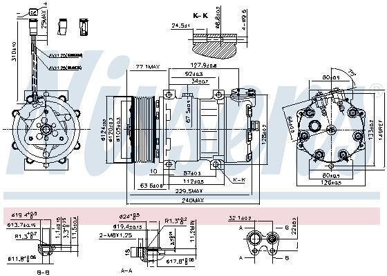 890022 Compressor, air conditioning 890022 NISSENS SD7H15, 24V, PAG 46, R 134a