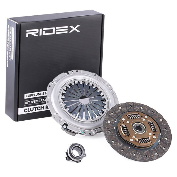 RIDEX 479C0090 Clutch kit three-piece, with clutch pressure plate, with clutch disc, with clutch release bearing, 215mm