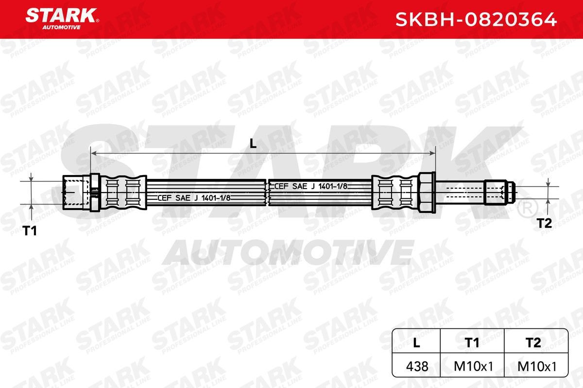 STARK SKBH-0820364 Brake hose Rear Axle, 438 mm, F10X1
