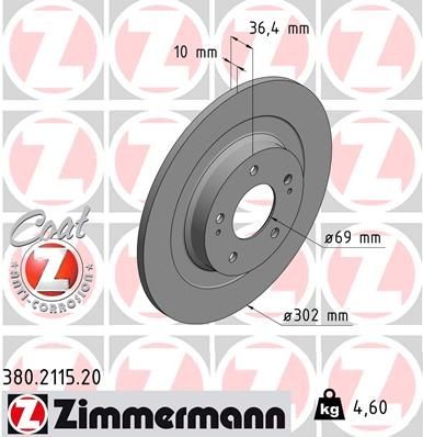 ZIMMERMANN COAT Z 380.2115.20 Brake disc 1609901080