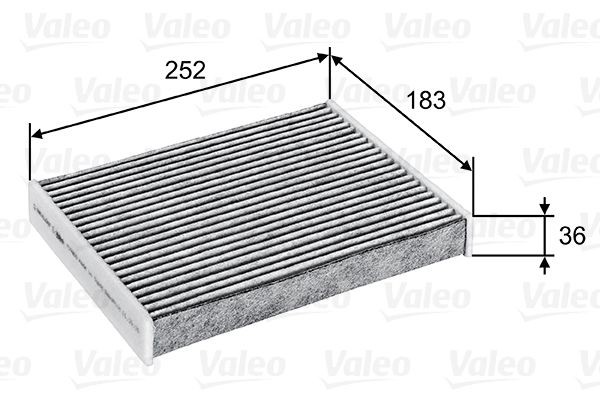 VALEO CLIMFILTER PROTECT 715802 Pollen filter Activated Carbon Filter, 251 mm x 180 mm x 35 mm