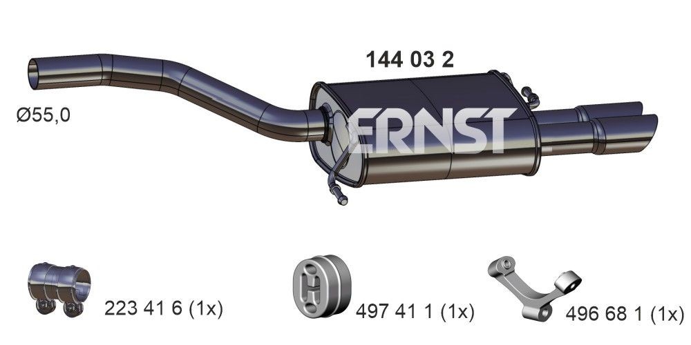 ERNST 144032 Exhaust silencer Passat B6 Variant 2.0 TDI 110 hp Diesel 2010 price