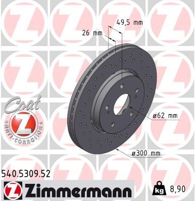 ZIMMERMANN SPORT COAT Z 540.5309.52 Brake disc 55311-57L01