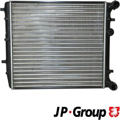 JP GROUP 1114201000 Engine radiator Aluminium, Plastic, for vehicles without air conditioning, 430 x 414 x 23 mm, Manual Transmission
