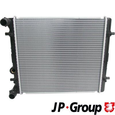 JP GROUP 1114201100 Engine radiator Aluminium, Plastic, for vehicles without air conditioning, 427 x 399 x 22 mm, Manual Transmission