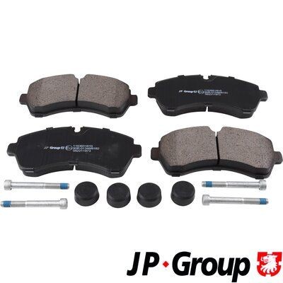 JP GROUP 1163601810 Brake pad set Front Axle, prepared for wear indicator
