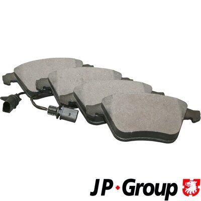 JP GROUP 1163602610 Brake pad set Front Axle, with integrated wear warning contact