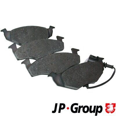 JP GROUP 1163603110 Brake pad set Front Axle, with integrated wear warning contact