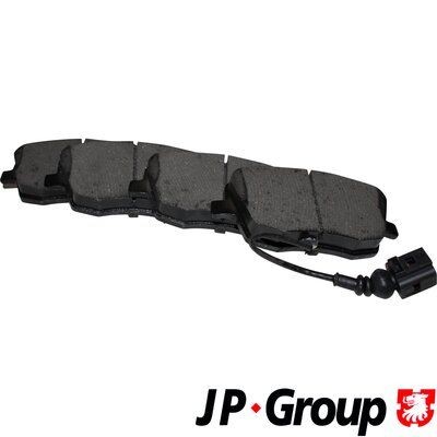 JP GROUP 1163603210 Brake pad set Front Axle, with integrated wear warning contact