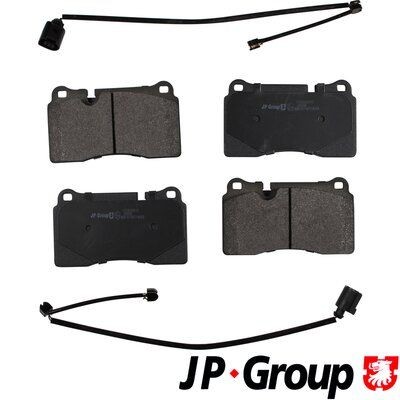 JP GROUP 1163606810 Brake pad set Front Axle, prepared for wear indicator