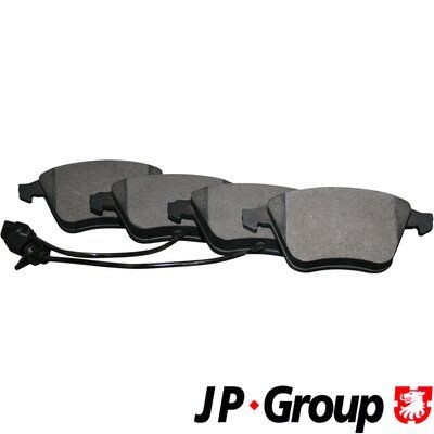 JP GROUP 1163607010 Brake pad set Front Axle, with integrated wear warning contact