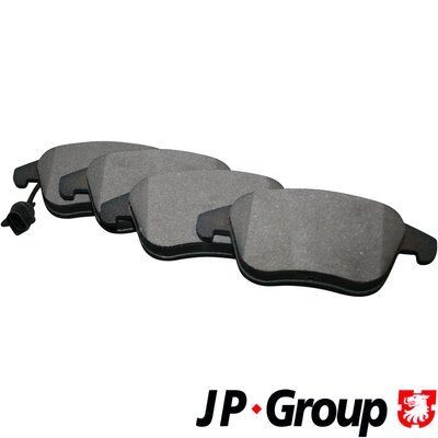 JP GROUP 1163607210 Brake pad set Front Axle, with integrated wear warning contact