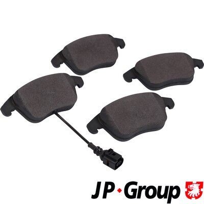 JP GROUP 1163609610 Brake pad set Front Axle, incl. wear warning contact