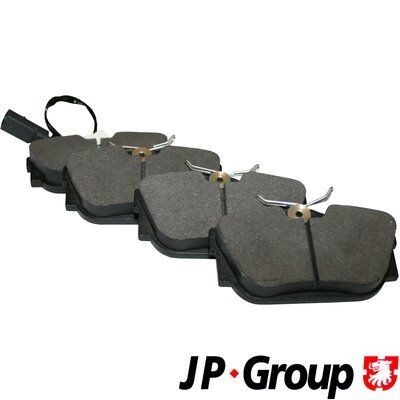 1163706110 Set of brake pads 1163707510 JP GROUP Rear Axle, with integrated wear warning contact