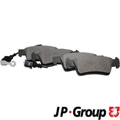 JP GROUP 1163706710 Brake pad set Rear Axle, with integrated wear warning contact