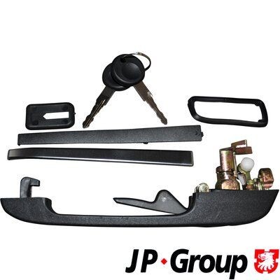 JP GROUP 1187100480 Door Handle Right Front, with lock barrel, with key, black