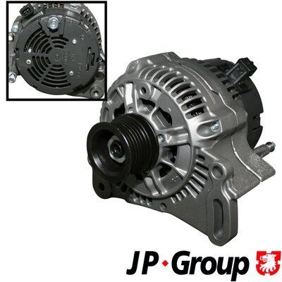 JP GROUP 1190100400 Alternator 14V, 70A, D+W Plug 25, M8 B+, 0025, Ø 48 mm