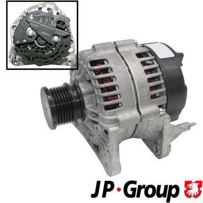 JP GROUP 1190101200 Alternator 14V, 90A, L-DFM, M8 B+, 0121, Ø 56 mm