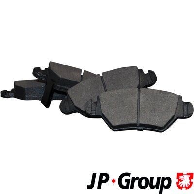 JP GROUP 1263700210 Brake pad set Rear Axle, with acoustic wear warning