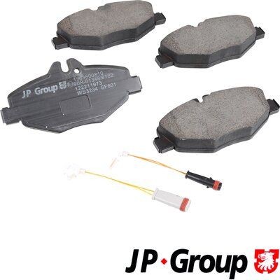 JP GROUP 1363600810 Brake pad set Front Axle, incl. wear warning contact