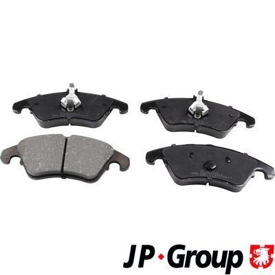 JP GROUP 1363601410 Brake pad set Front Axle, prepared for wear indicator