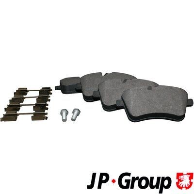 JP GROUP 1363601610 Brake pad set Front Axle, prepared for wear indicator