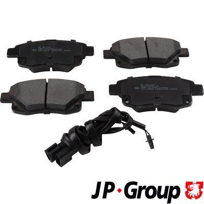 JP GROUP 1563700110 Brake pad set Rear Axle, incl. wear warning contact