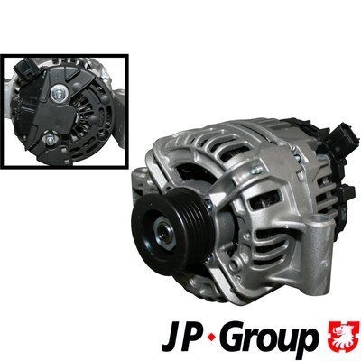 JP GROUP 1590101000 Alternator 12V, 105A, M6, 0163, Ø 53 mm