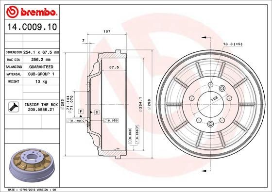 BREMBO 254mm Drum Brake 14.C009.10 buy