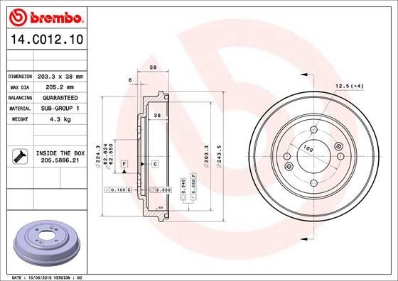 BREMBO 203mm Drum Brake 14.C012.10 buy