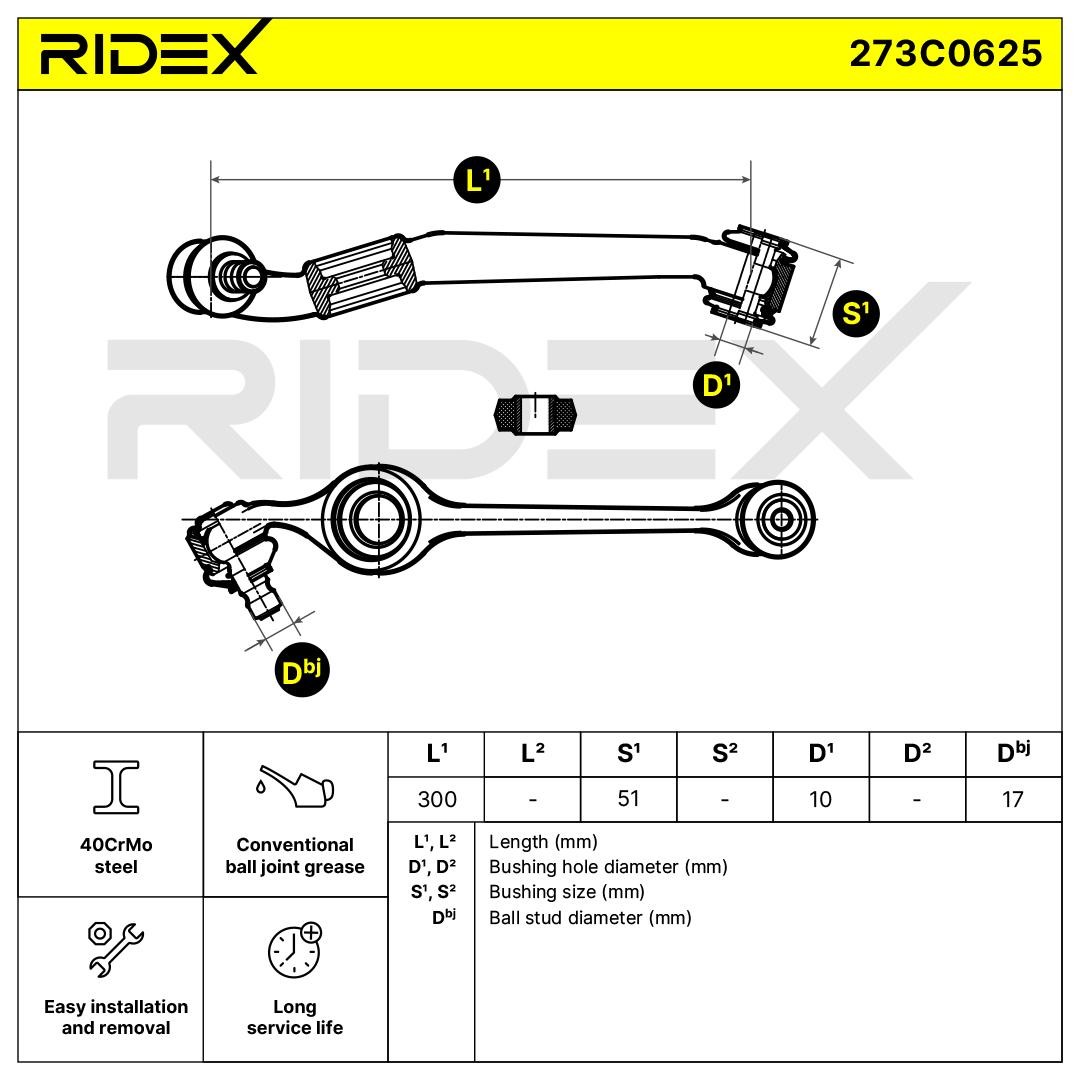RIDEX Wishbone 273C0625 for FORD ESCORT, ORION