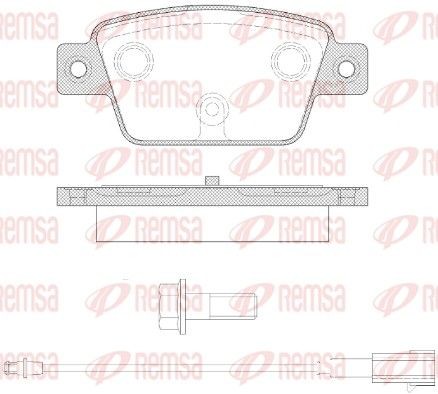 REMSA 0861.12 Brake pad set Rear Axle, incl. wear warning contact, with adhesive film, with bolts/screws, with accessories