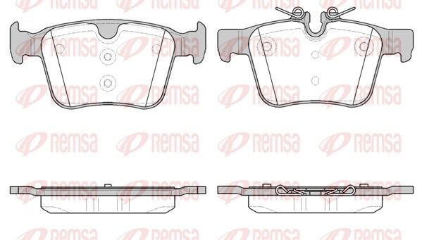 Brake pad set REMSA Rear Axle, prepared for wear indicator, with adhesive film, with accessories, with spring - 1516.40