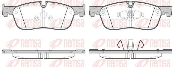 REMSA 1633.00 Brake pad set Front Axle, prepared for wear indicator, with adhesive film, with accessories, with spring