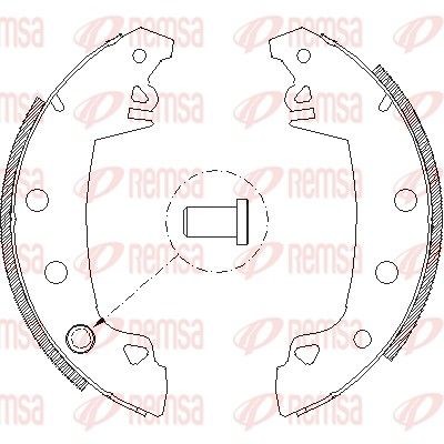 Brake shoe set REMSA Rear Axle, Ø: 228,6 x 42 mm, without lever, with accessories - 4017.01