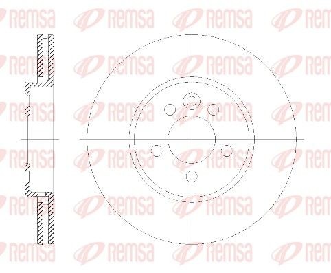 DCA661410 REMSA Front Axle, 284x22mm, 5, Vented Ø: 284mm, Num. of holes: 5, Brake Disc Thickness: 22mm Brake rotor 6614.10 buy