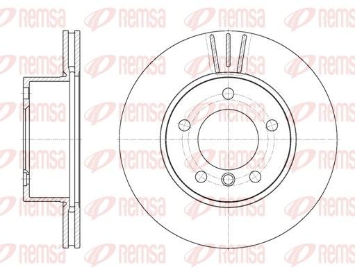 REMSA 6651.10 Brake disc Front Axle, 284x22mm, 5, Vented