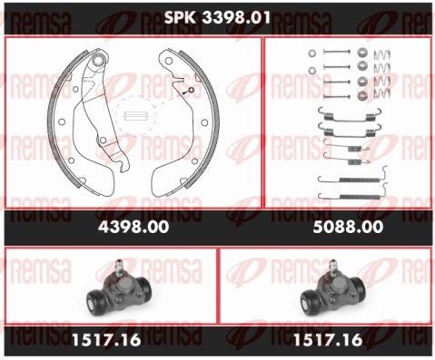 Original REMSA SCA339801 Drum brakes set SPK 3398.01 for OPEL CAMPO