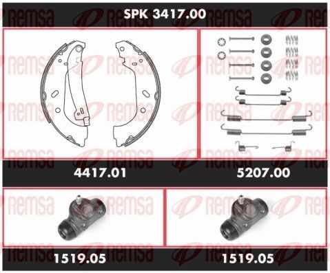REMSA SPK 3417.00 Brake Set, drum brakes Rear Axle, with wheel brake cylinder, Super Precision Kit